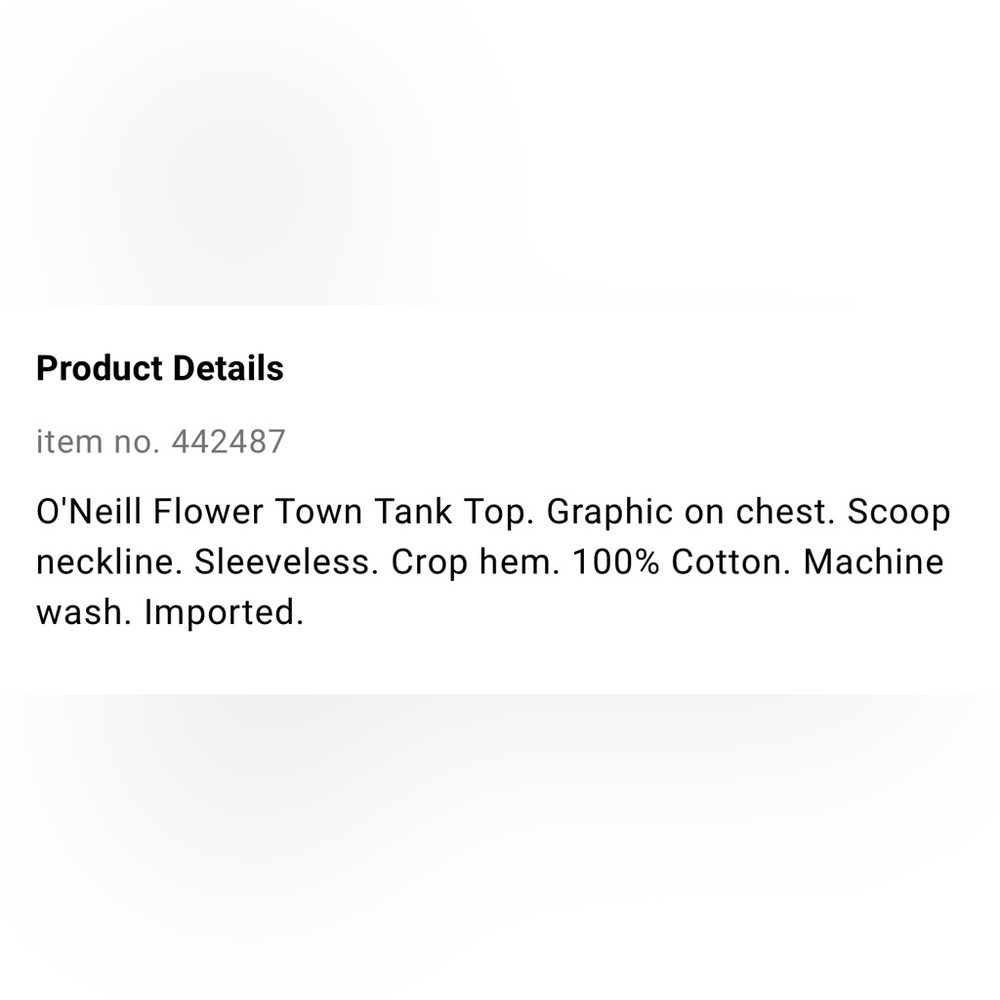 NWT O’Neill Flower Town Crop Tank Top - Picture 5 of 6